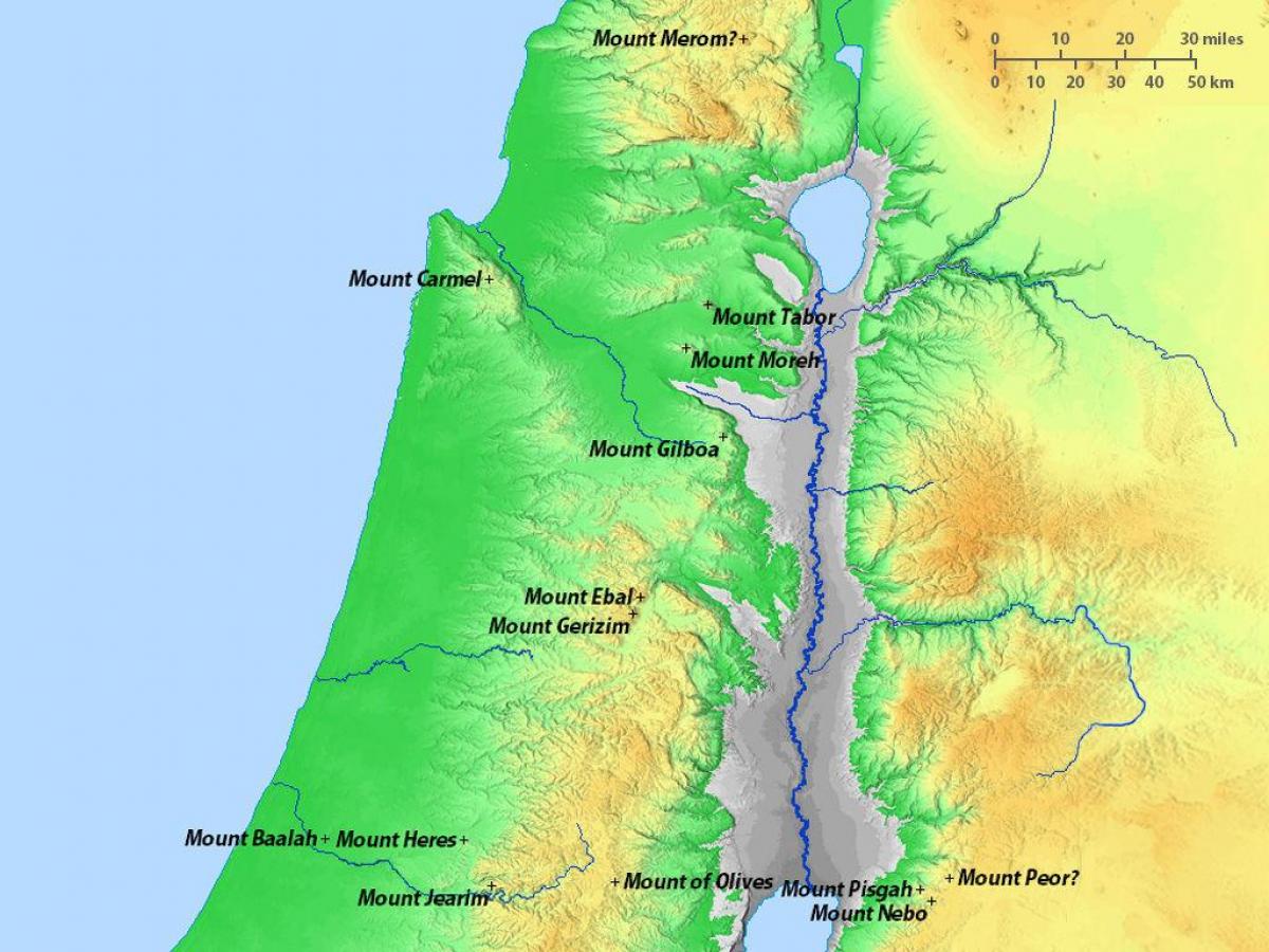 žemėlapis izraelio kalnuose
