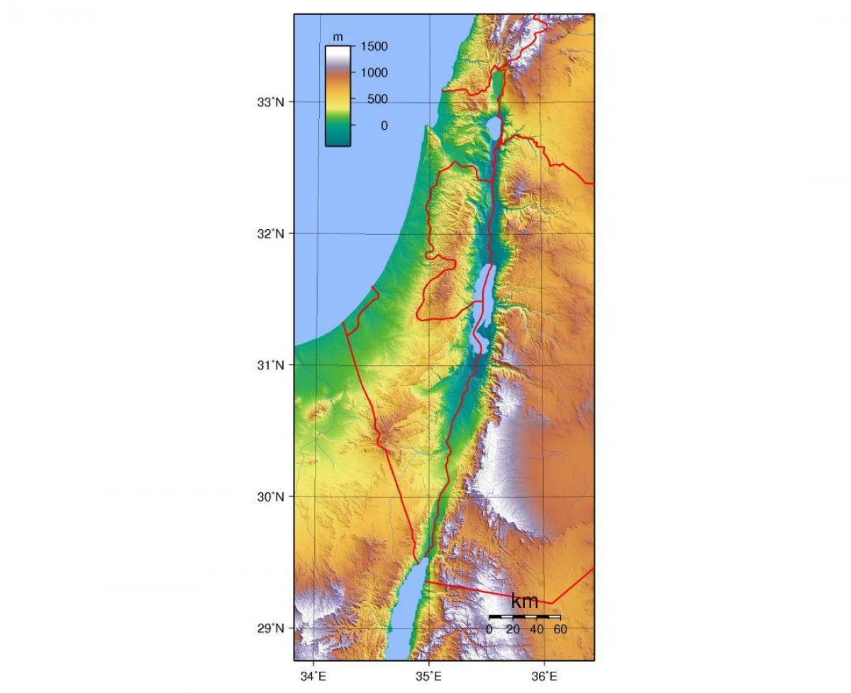 žemėlapis izraelio aukštis