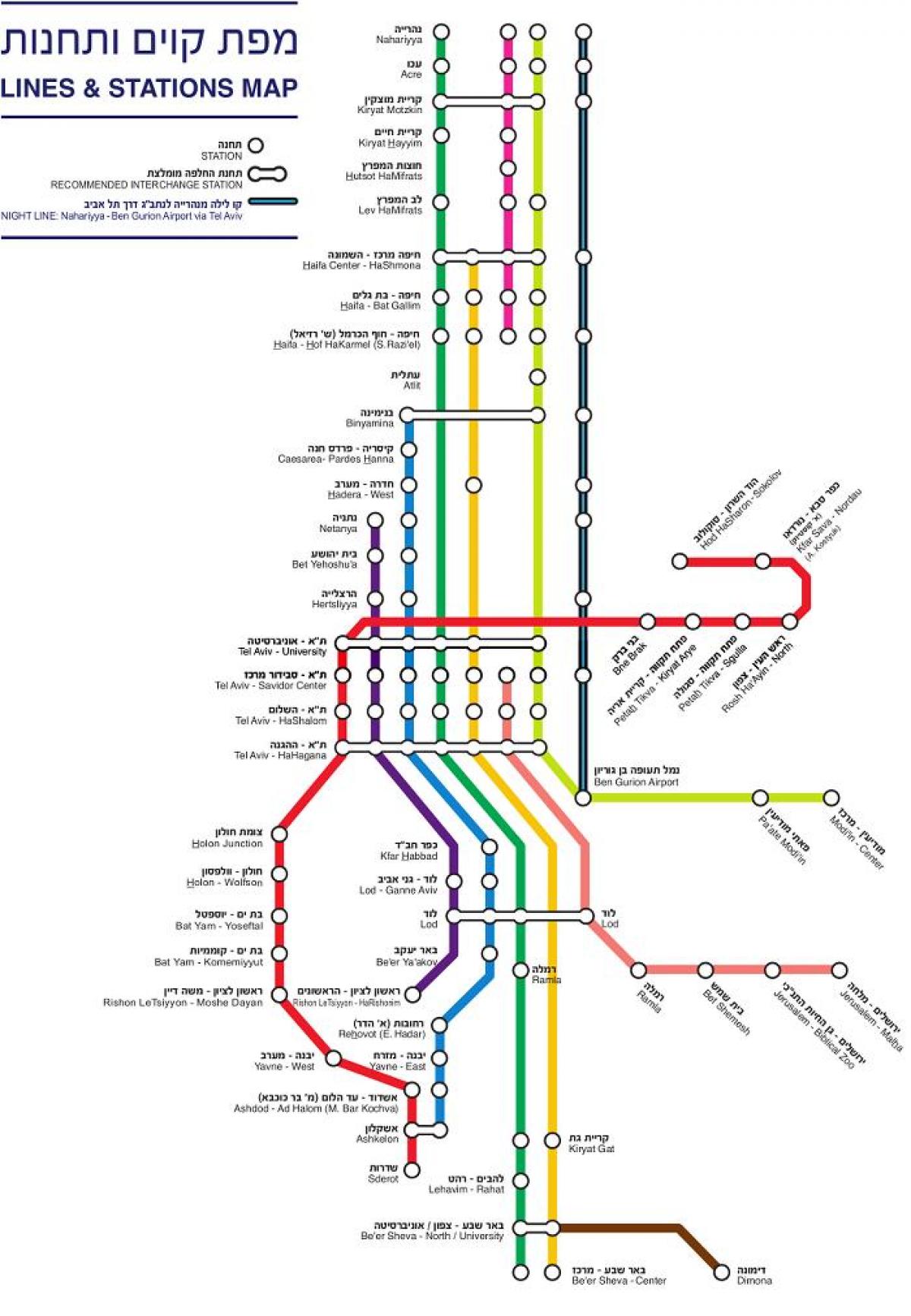 žemėlapis izraelio traukinys